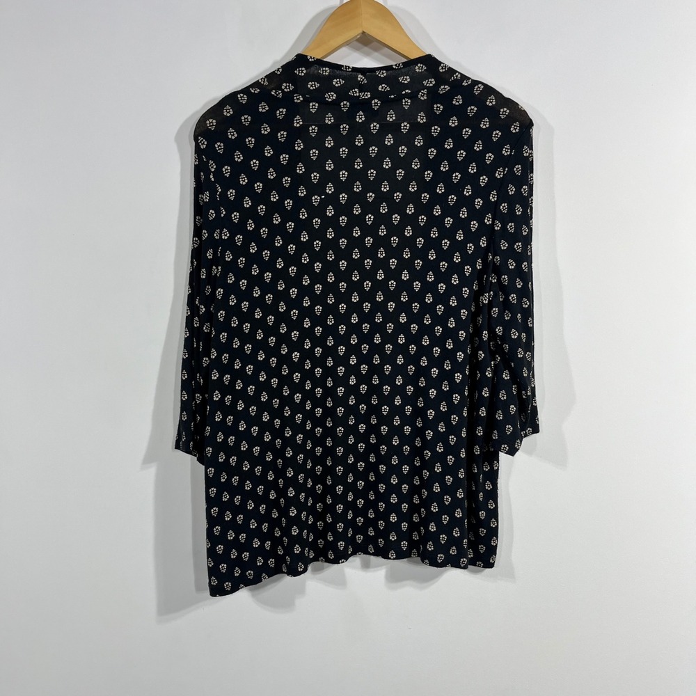J. Jill Wearever Geometric Print Open Front Cardigan Knit Top Women Medium Flowy - Picture 3 of 8